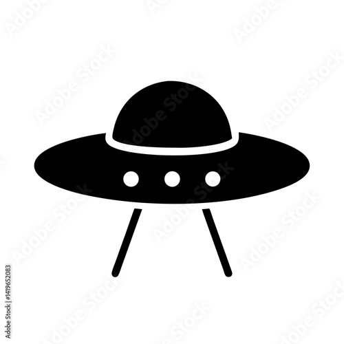 Ufo flying saucer alien space ship spaceship extraterrestrial technology science fiction icon vector graphic