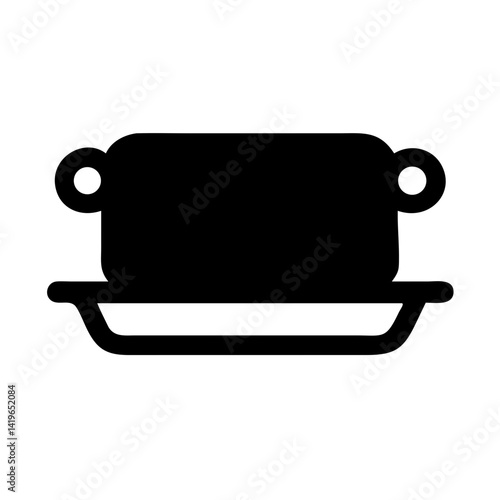 Illustration of a cooking pot casserole dish with handles on a serving plate kitchenware item vector