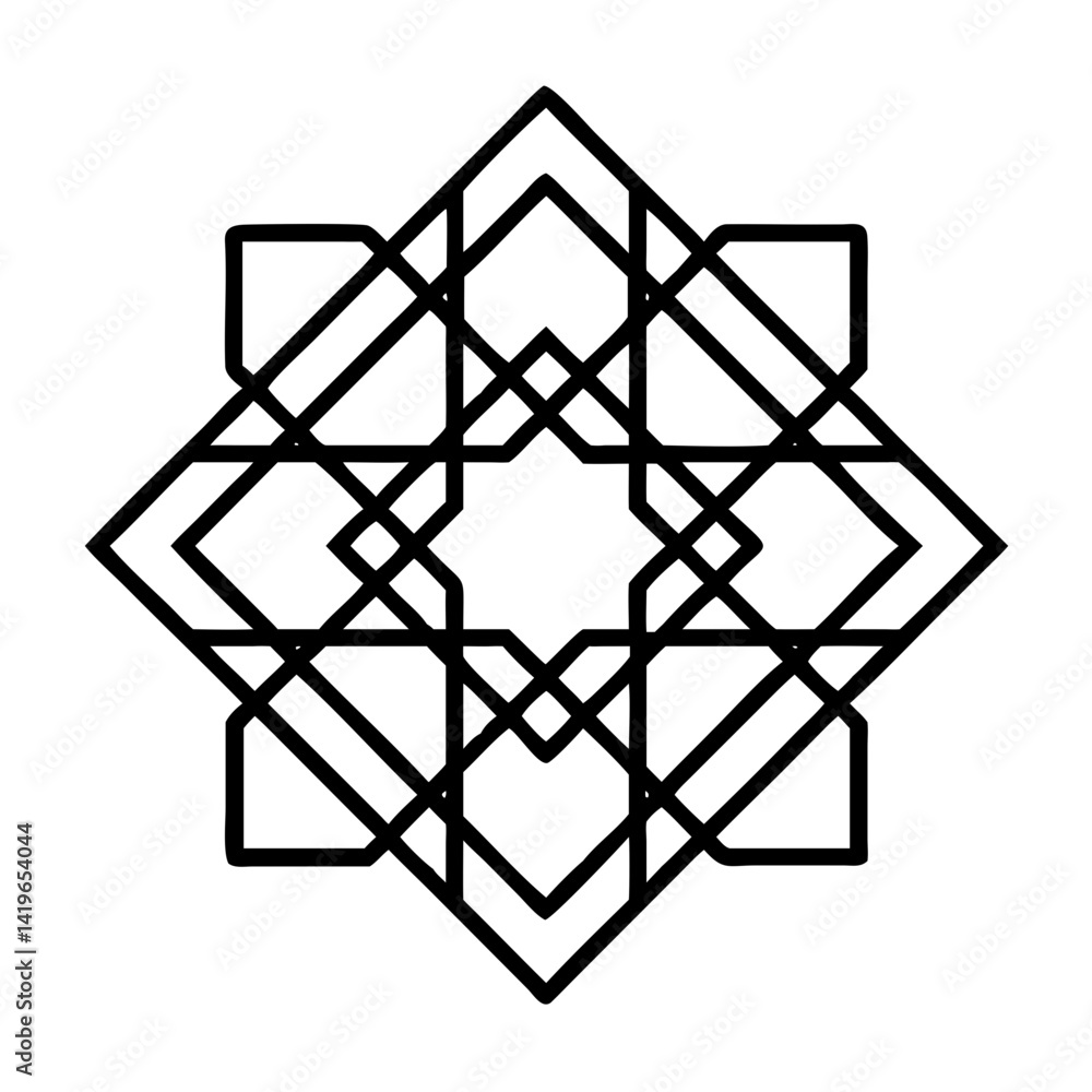 Geometric islamic pattern design vector, abstract star shape, arabesque art, black line art design Geometric islamic pattern design vector, abstract star shape, arabesque art, black line art design