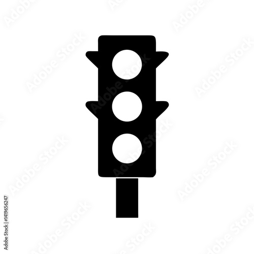 Traffic light signal road safety transportation control system black and white vector illustration icon