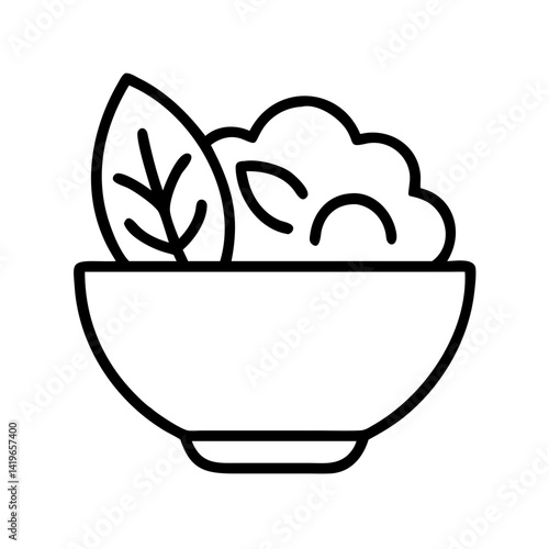 Bowl of salad vector illustration, healthy food concept, salad bowl icon, fresh salad recipe idea