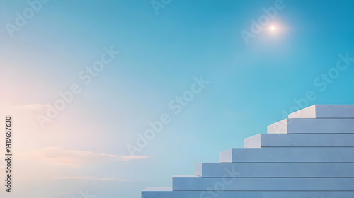 White Steps Leading Upward Against Sky