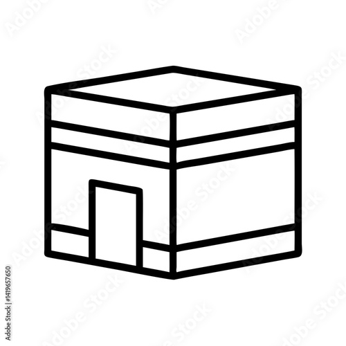 Outline drawing of the kaaba in mecca for hajj and umrah pilgrimage travel and islamic holidays