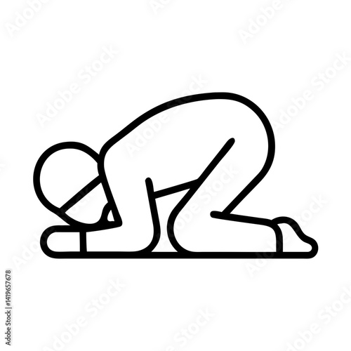 Wallpaper Mural Illustration of muslim prayer position, islamic worship, kneeling pose, faith and culture icon design Torontodigital.ca