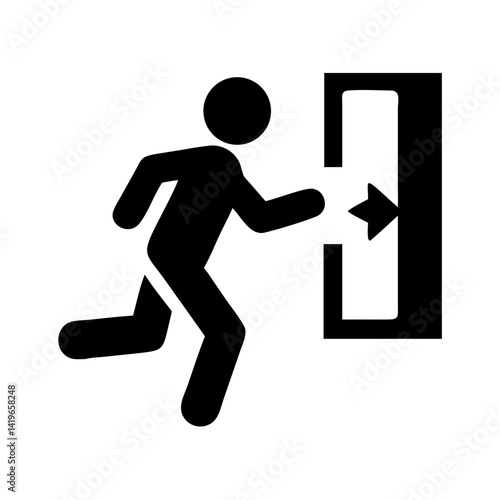 Emergency exit evacuation sign icon running man door symbol safety escape route direction arrow