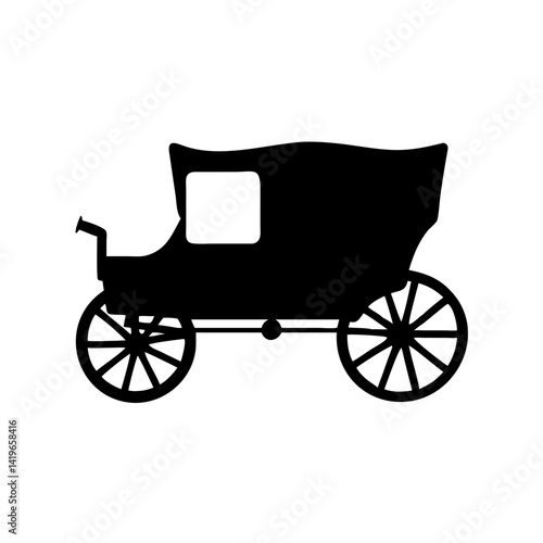 Vintage carriage silhouette transportation vehicle horse drawn buggy classic transport retro ride