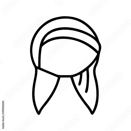 Outline drawing of a headscarf head covering hijab for muslim women fashion accessory style