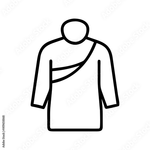 Outline illustration of a traditional monastic robe worn by buddhist monks for design assets
