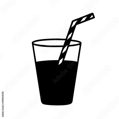 drinking straw in glass icon, drinking straw in glass silhouette vector illustration-simple silhouette illustration of drinking straw in glass, perfect for drinking straw in glass logos and icons