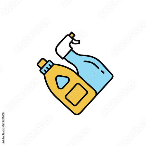 two cleaning product bottles on white background