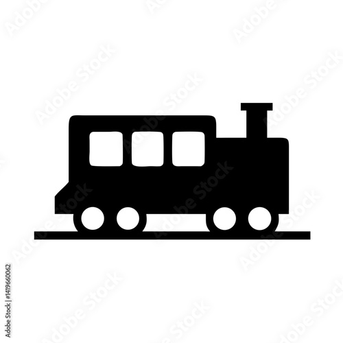 Illustration of a black train locomotive engine railway transport transportation travel trip journey