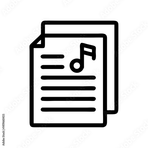 Music sheet document with musical note vector icon illustration for song and melody design concept