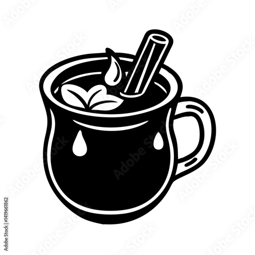 hot cider with cinnamon icon, hot cider with cinnamon silhouette vector illustration-simple silhouette illustration of hot cider with cinnamon, perfect for hot cider with cinnamon logos and icons