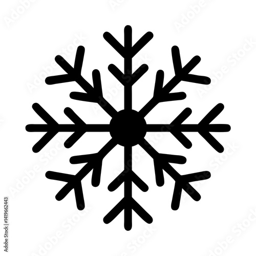 Black snowflake vector illustration winter snow ice crystal frost design christmas element pattern art icon, 90