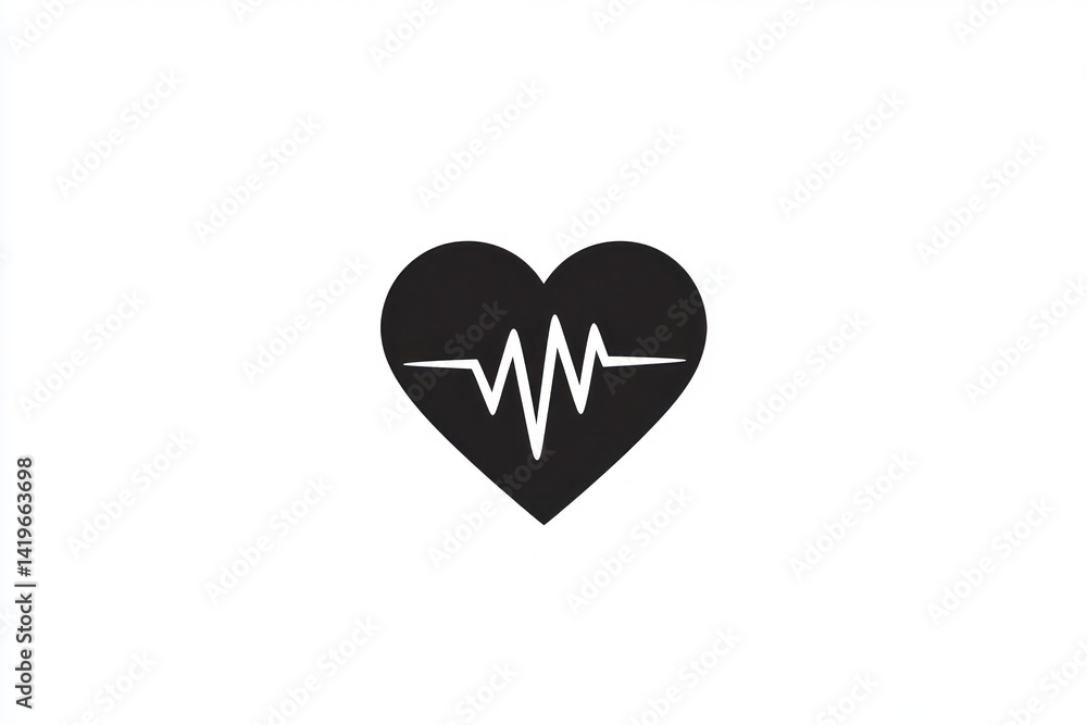 Heartbeat symbol in center on a white background, healthcare or medical concept Heartbeat symbol in center on a white background, healthcare or medical concept