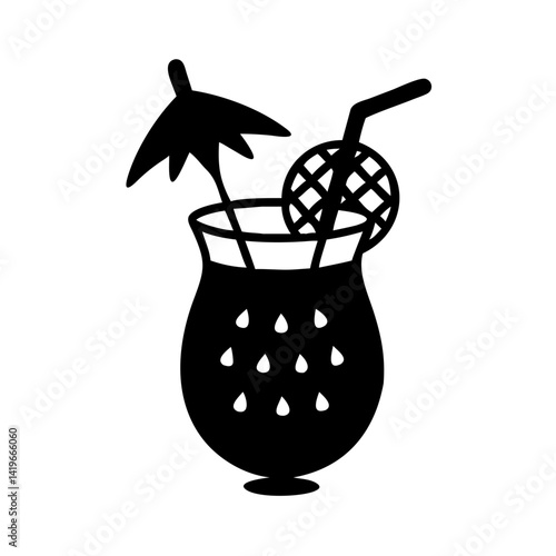 pi a colada icon, pi a colada silhouette vector illustration-simple silhouette illustration of pi a colada, perfect for pi a colada logos and icons