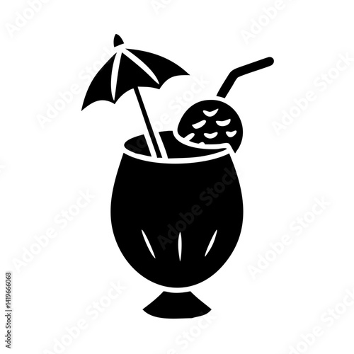 pi a colada icon, pi a colada silhouette vector illustration-simple silhouette illustration of pi a colada, perfect for pi a colada logos and icons