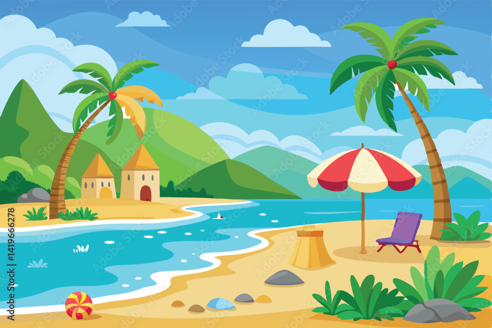 Obraz premium Palm Trees Beach Vector