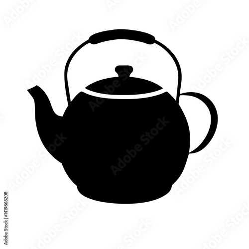 green tea pot icon, green tea pot silhouette vector illustration-simple silhouette illustration of green tea pot, perfect for green tea pot logos and icons