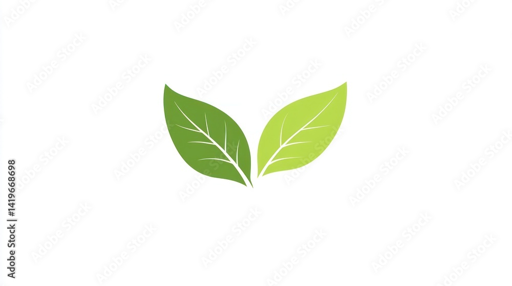 Two leaves, green, isolated on white Two leaves, green, isolated on white