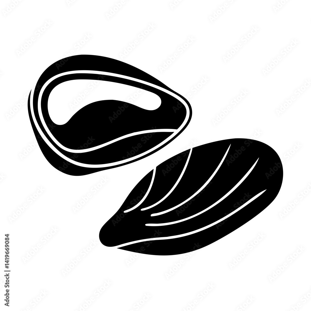 mussels icon, mussels silhouette vector illustration-simple silhouette illustration of mussels, perfect for mussels logos and icons mussels icon, mussels silhouette vector illustration-simple silhouette illustration of mussels, perfect for mussels logos and icons