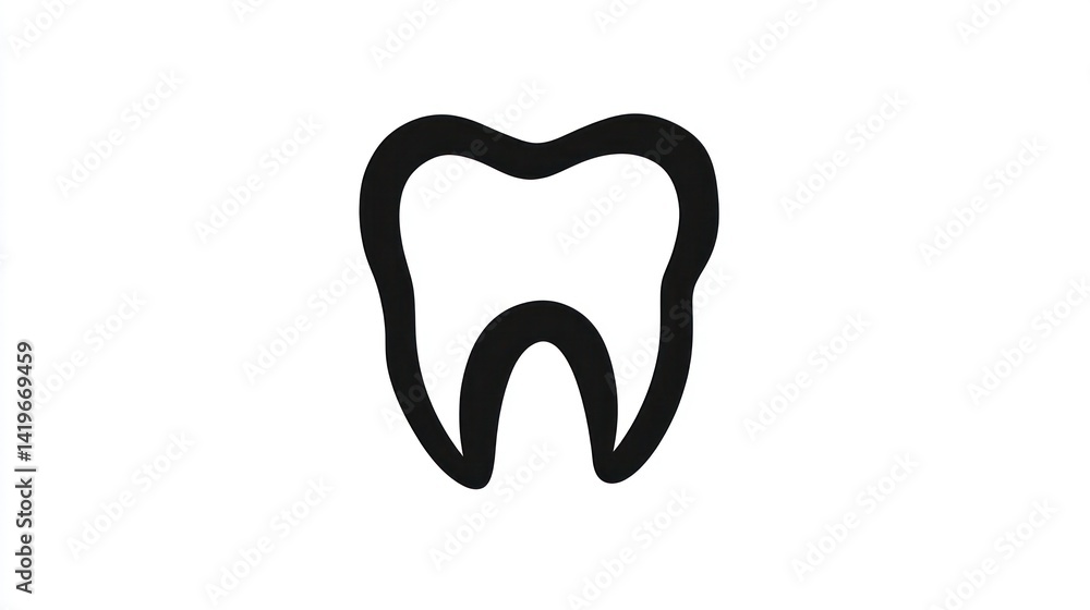 Simple Tooth Icon on White Simple Tooth Icon on White