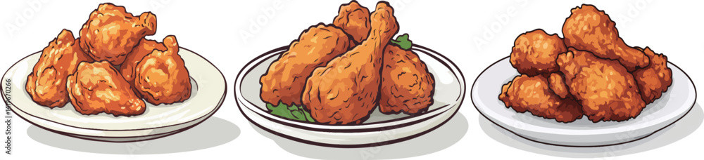 Cartoon fried chicken food illustration material