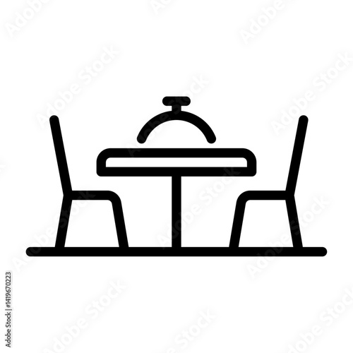 restaurant outline icon. table and chair black line illustration.