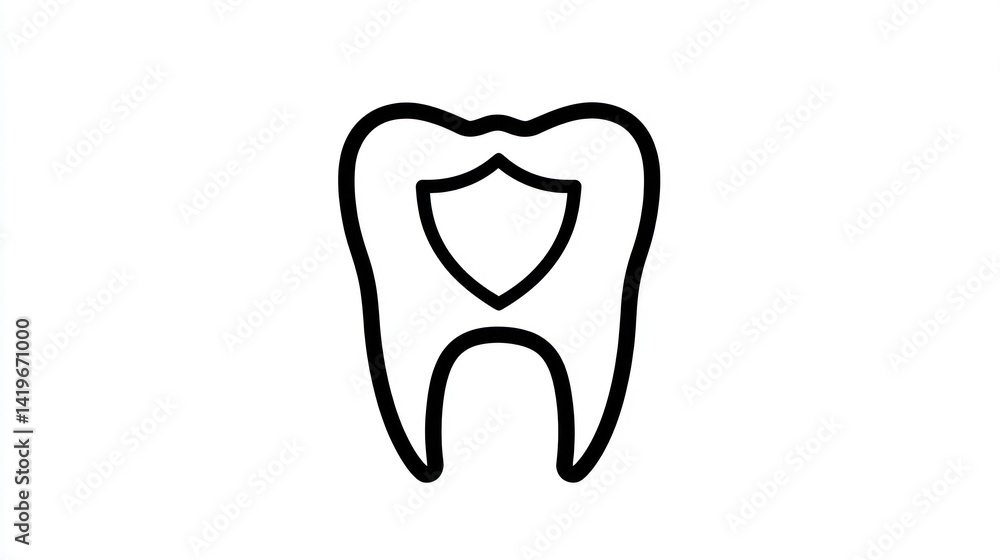 Protected Tooth Icon on White Protected Tooth Icon on White