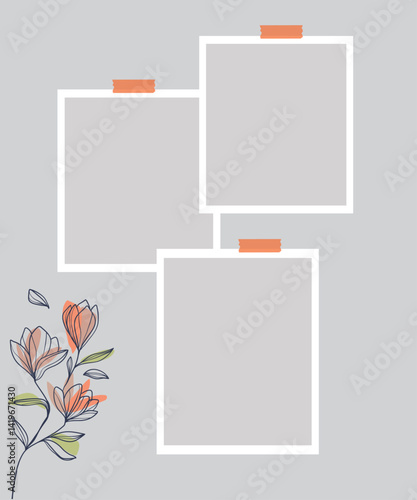 3 photo collage template. vector illustration, new collections