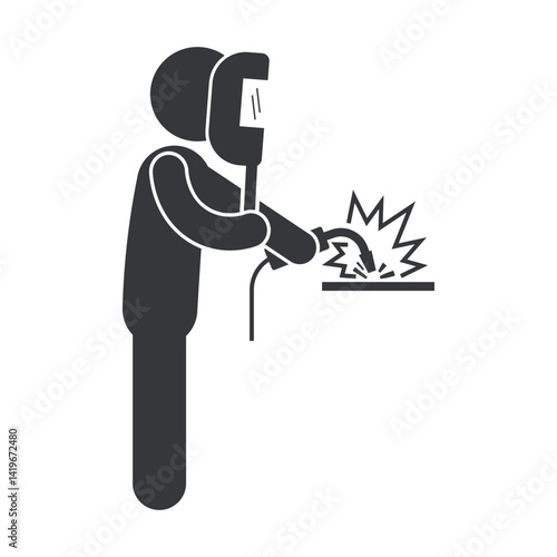 Isolated welding mask and goggles with electric sparks, symbolizing the precision, strength, and craftsmanship of construction and engineering welder