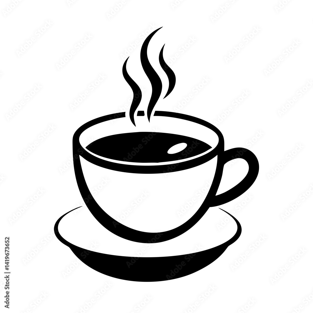 Obraz premium cup of coffee icon, cup of coffee silhouette vector illustration-simple silhouette illustration of cup of coffee, perfect for cup of coffee logos and icons