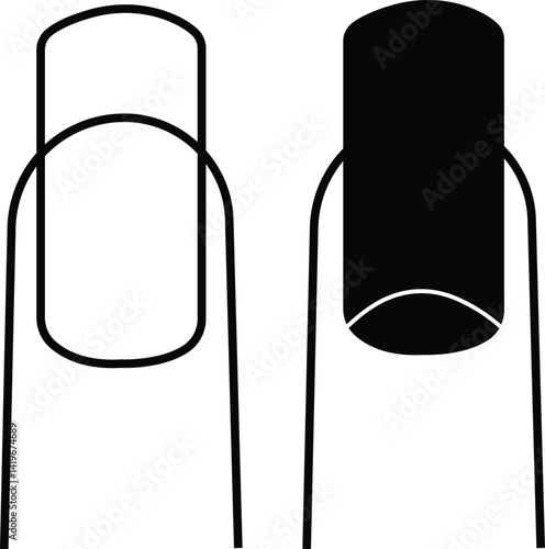 Shape nail icon set. Finger vector collection isolated on transparent background. Fashion nails type trends. Beauty spa salon woman fingernails manicure. False nail polish design mockup templates