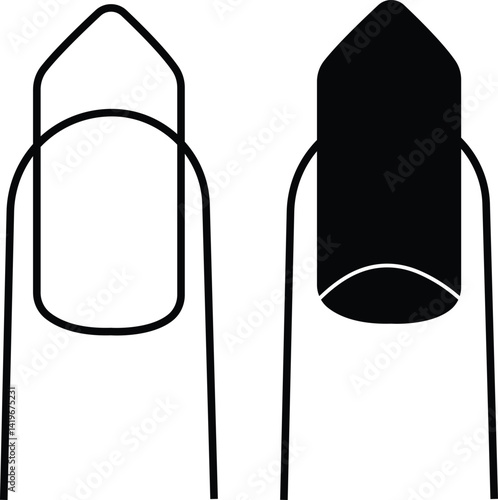 Shape nail icon set. Finger vector collection isolated on transparent background. Fashion nails type trends. Beauty spa salon woman fingernails manicure. False nail polish design mockup templates