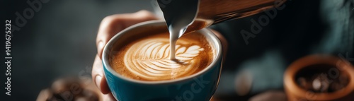 Delicious latte art in a cozy coffee shop