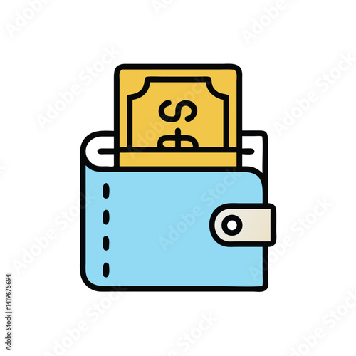 wallet inserted bills on white background