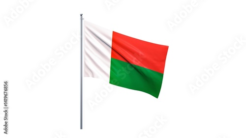 Obraz na płótnie Madagascar national flag isolated on white background. Republic of Madagascar is an island country that includes the island of Madagascar and numerous smaller peripheral islands. w salonie