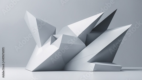 Wallpaper Mural Futuristic Abstract 3D Geometric Design, Sleek, Minimalistic, and Modern Background Torontodigital.ca