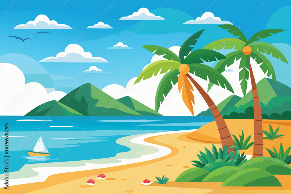 Obraz premium Sunset Beach Vector Design