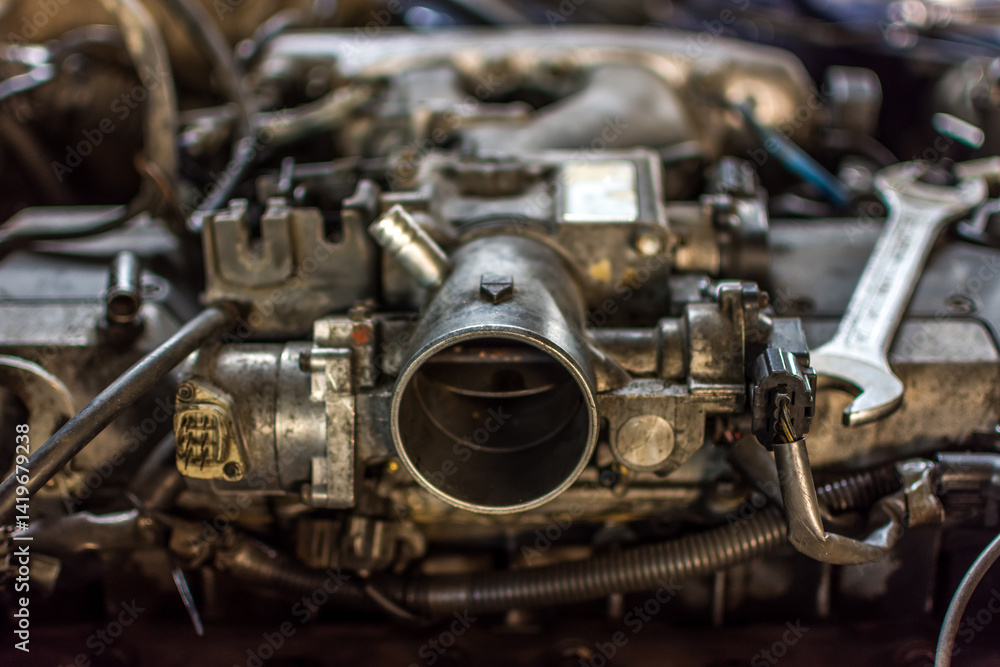 Disassembled car dirty engine Disassembled car dirty engine