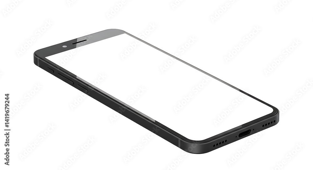 A close up shot of a black smartphone on a black background with a sleek and modern design style A close up shot of a black smartphone on a black background with a sleek and modern design style