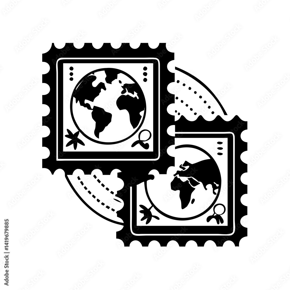 Obraz premium postage stamps icon, postage stamps silhouette vector illustration-simple silhouette illustration of postage stamps, perfect for postage stamps logos and icons