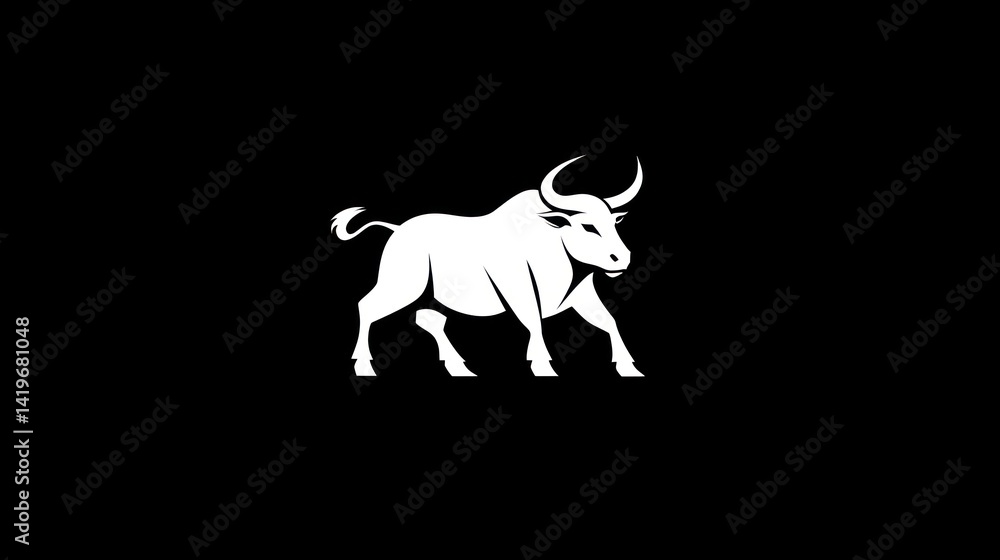 Fototapeta premium Bull Silhouette on Black Background