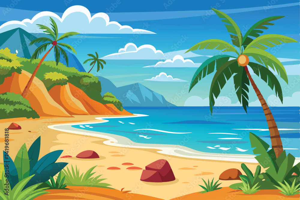 Obraz premium Sunset Beach Vector Design