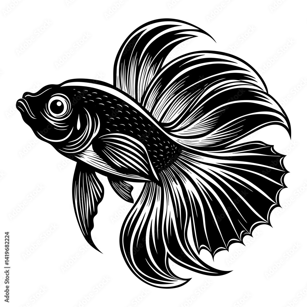 Fototapeta premium Download Betta Fish Vector Art And Illustration Eps File For Design.