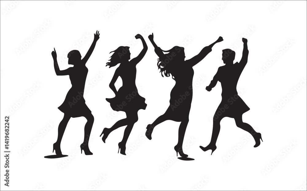 Fototapeta premium Silhouette of Business People Celebrating at Party Event Walking Professional Group Corporate Icon