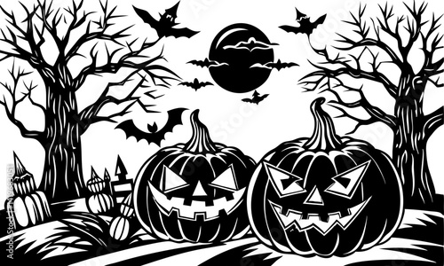 Wallpaper Mural Download Halloween Background With Pumpkins. 3D Illustration Of Halloween Theme. Eps File For Design. Torontodigital.ca