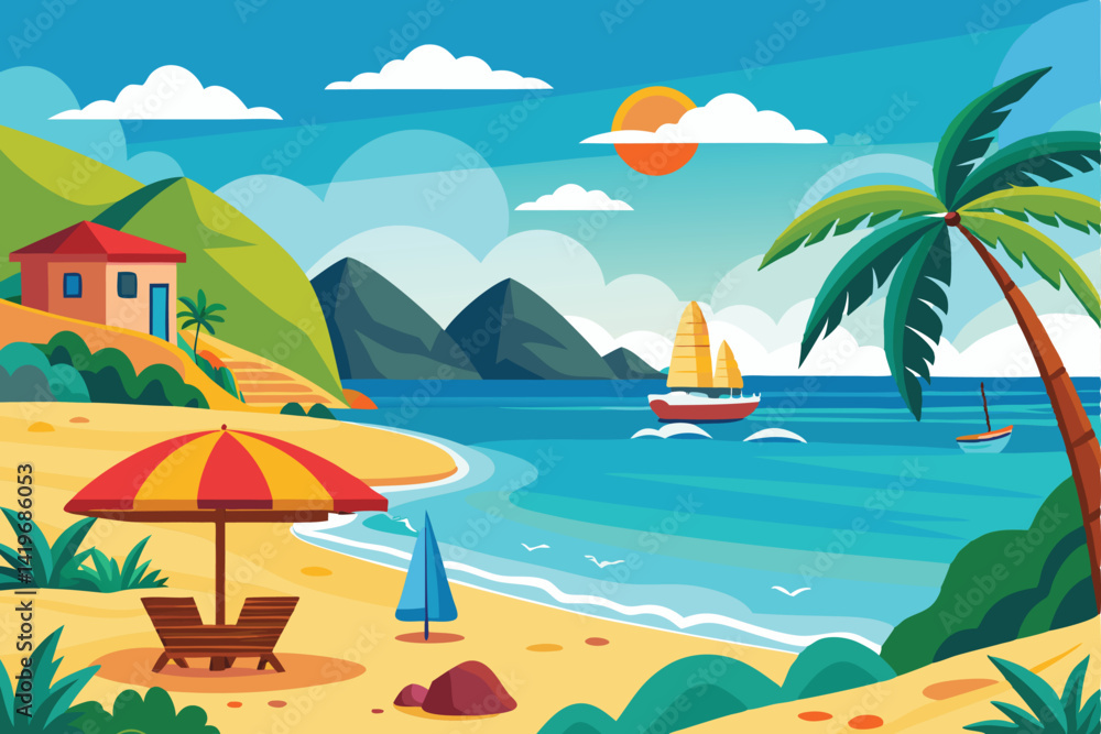 Obraz premium Summer Beach Vector Illustration