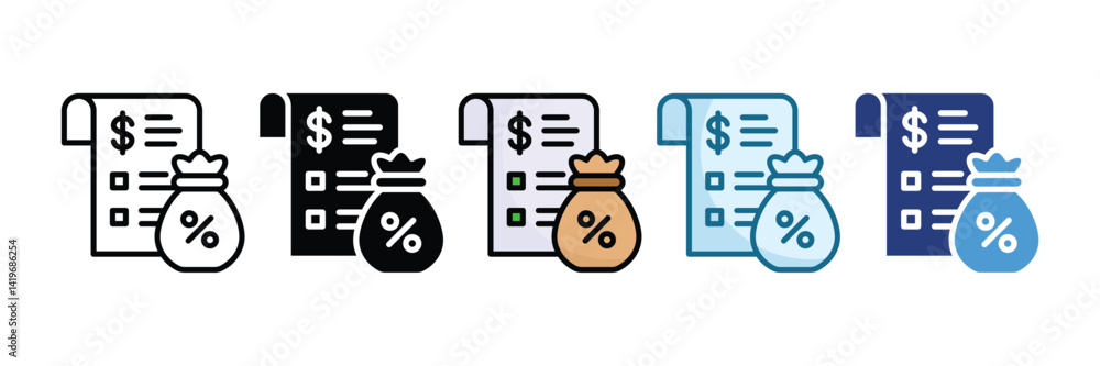 Naklejka premium Tax Planning Icon Set Multiple Style Collection
