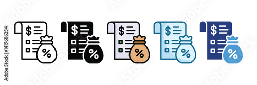Tax Planning Icon Set Multiple Style Collection